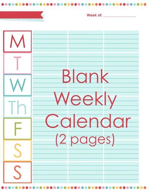 Blank Weekly Calendar | A Bowl Full of Lemons