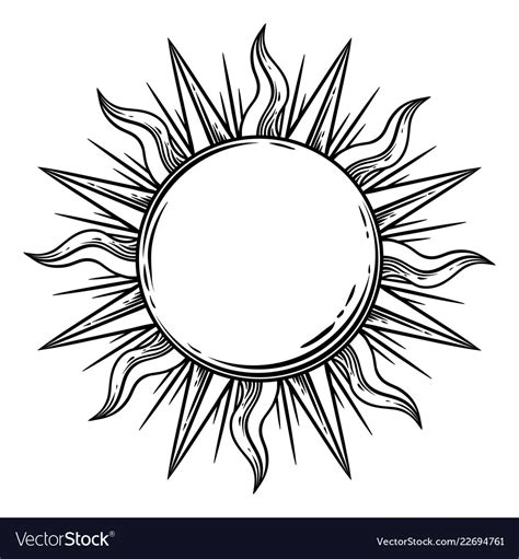 Bohemian Hand Drawn Sun Royalty Free Vector Image