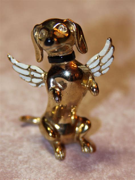 Adorable Sterling Figural Angel Dog With Wings Daschund