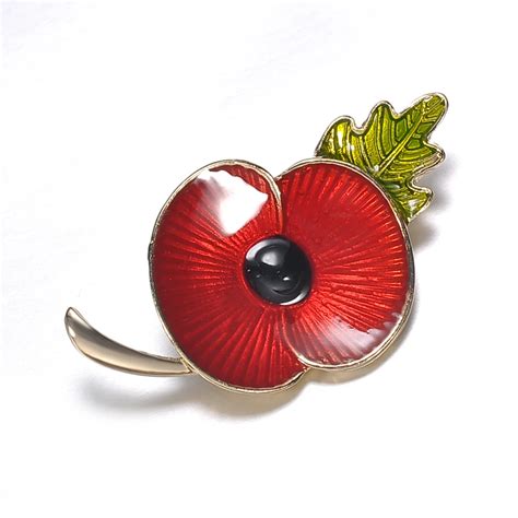 Jewellery Enamel Remembrance Red Poppy Flower Lapel Pin Brooch Metal