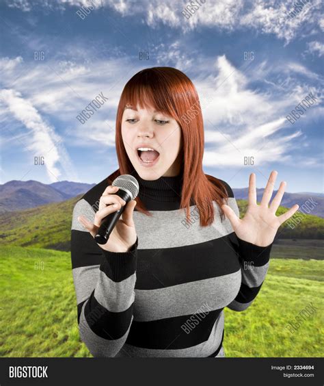 Redhead Girl Singing Image And Photo Free Trial Bigstock
