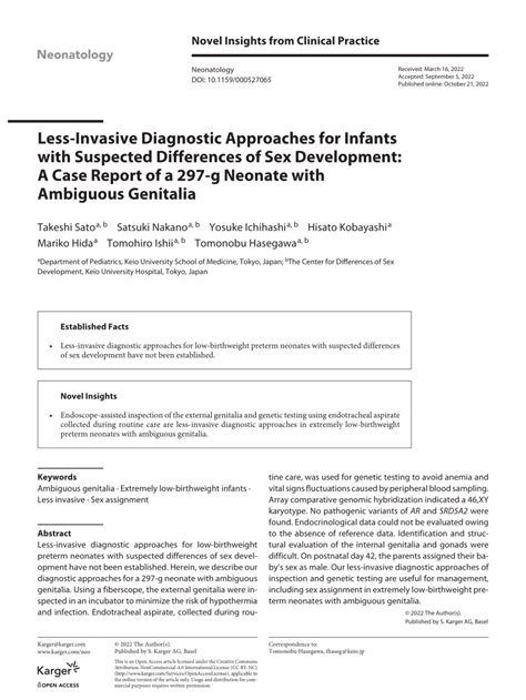 Pdf Less Invasive Diagnostic Approaches For Infants With Suspected Differences Of Sex