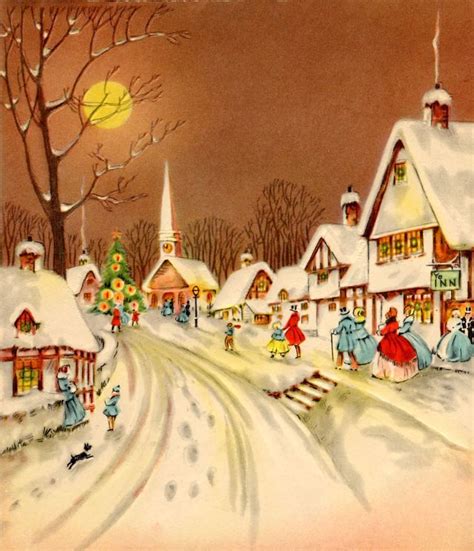 605 Best Old Fashioned Christmas Cards Buildings Images On Pinterest
