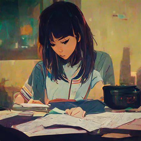 Midjourney Prompt High School Girl Doing Homework Prompthero