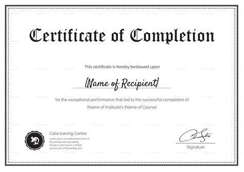 Professional Training Completion Certificate Template Certificate