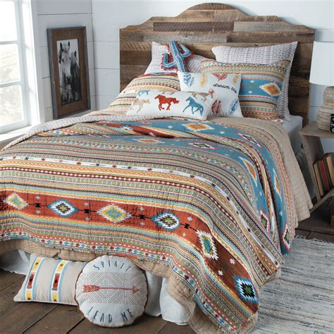 southwest aztec spirit quilt size full queen western bedroom decor cowgirl