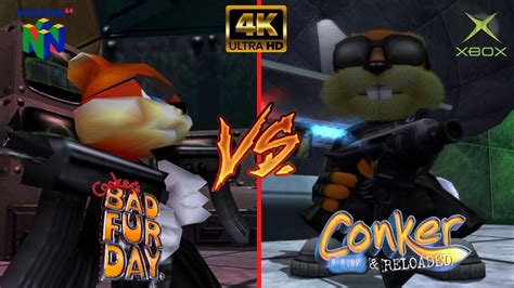 Conkers Bad Fur Day Vs Live And Reloaded N64 Vs Xbox 4k Gameplay