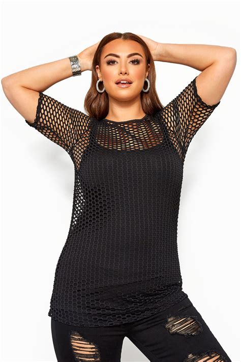 LIMITED COLLECTION Black Fishnet Top | Yours Clothing