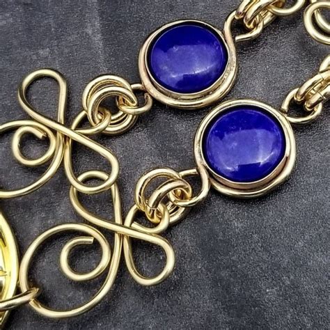 Collar Submissive Locking Links And Gems Celtic Priestess Lapis Lazuli And 14k Gold Filled My