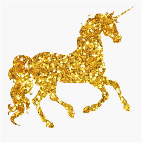 Unicorn Sparkly Cute Glitter Sticker Transparent Background Gold