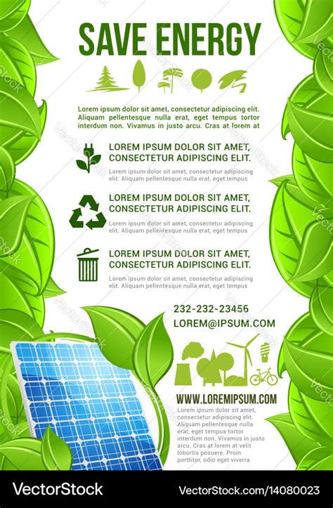 Energy And Ecology Conservation Poster Royalty Free Vector