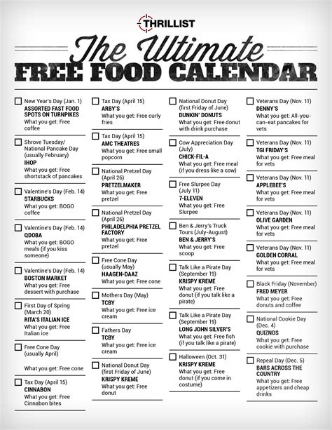 National Food Day Calendar Printable Example Calendar