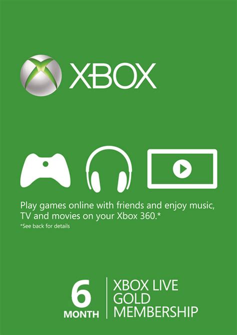 6 Month Xbox Live Gold Membership Xbox Onexbox 360 Cdkeys
