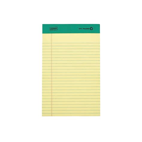 staples 100 recycled narrow ruled perforated notepads canary 5 x 8 12 pk 815590