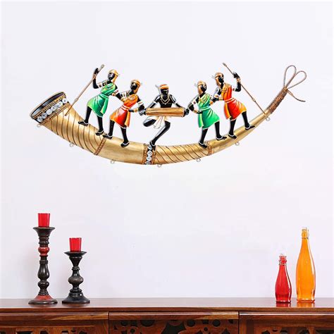 Buy Karigaari India Wrought Iron Dancing Adivasi On A Trumpet Wall