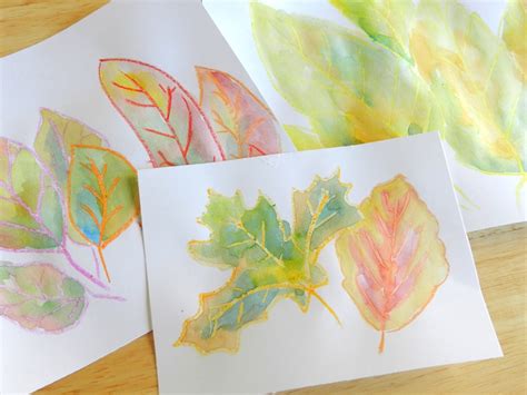 Grow Creative Blog Fall Art Tutorial Crayon And Watercolor Leaves