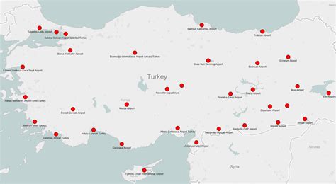 Turquía aeropuerto de mapa Mapa de Turquía mostrar los aeropuertos