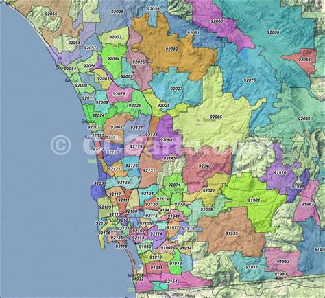 San Diego Zip Codes San Diego County Zip Code Boundary Map