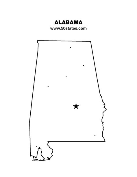 Outline Map Of Alabama Cities And Towns Map