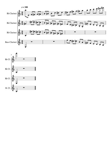 Cool Clarinet Quartet Excerpt Sheet Music For Clarinet In B Flat