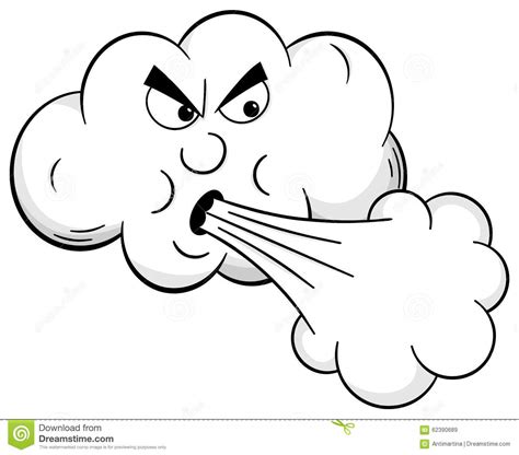 Cartoon Cloud Blows Wind Cartoon Vector Cartoondealer
