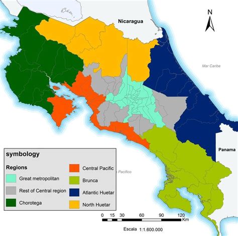 Distribution Of Regions In Costa Rica Note Arias And Sanchez 2015