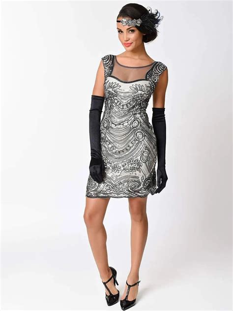 Style 1920s Vintage Package Hip Sequined Flapper Party Dress In Dresses