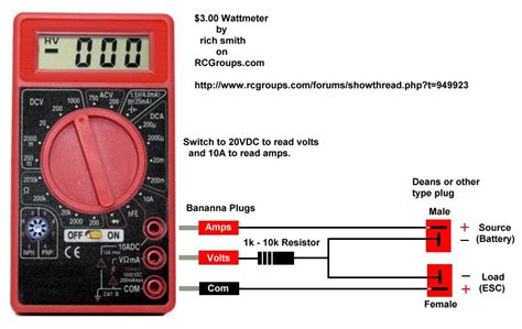Wiring diagram watt hour meter. EastBay RC: Three Dollar Wattmeter
