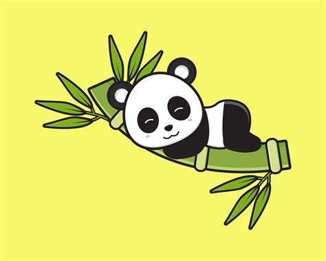 Cute Panda Sleep On The Bamboo Cartoon Icon Illustration 3143330 Vector