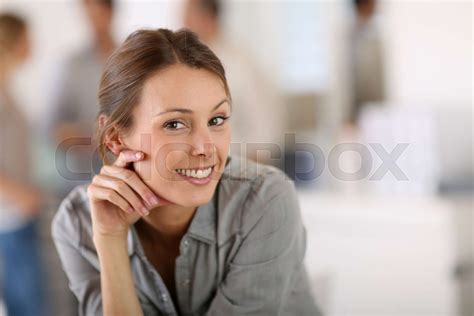Smiling Working Girl Stock Image Colourbox