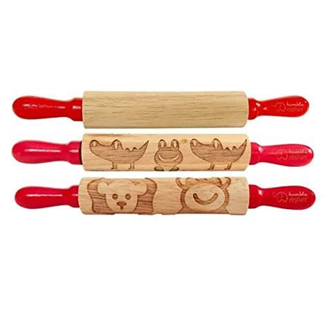 Animal 3 Pack Of Mini Kids Wooden Rolling Pin Home And Kitchen