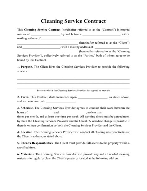 If you're tired of replacing your janitorial service company due to their complacency or lack. Cleaning Service Contract Template Download Printable PDF ...