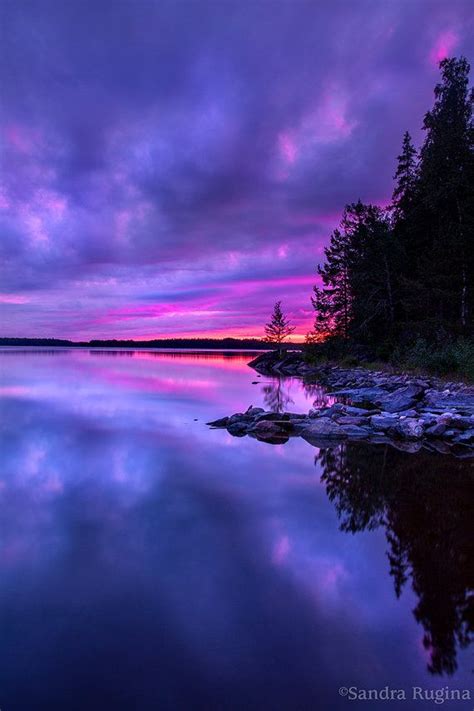 Purple esthetic i'm meaner than my demons.quote. Dramatic purple sunset in Finland over a lake, surreal ...