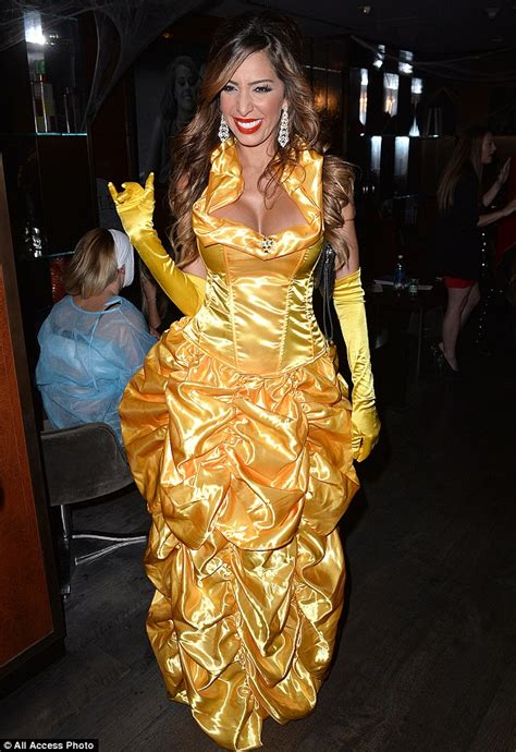 farrah abraham shows off boob job in belle costume for halloween party daily mail online