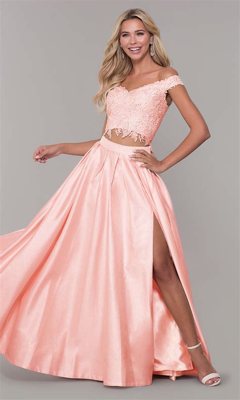 Two Piece Off The Shoulder Long Prom Dress Promgirl