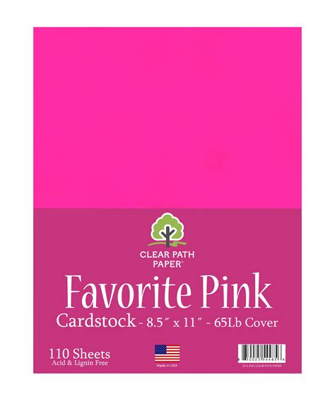 Clear Path Paper Favorites 85 X 11 Inch Pink Smooth Cardstock 65lb