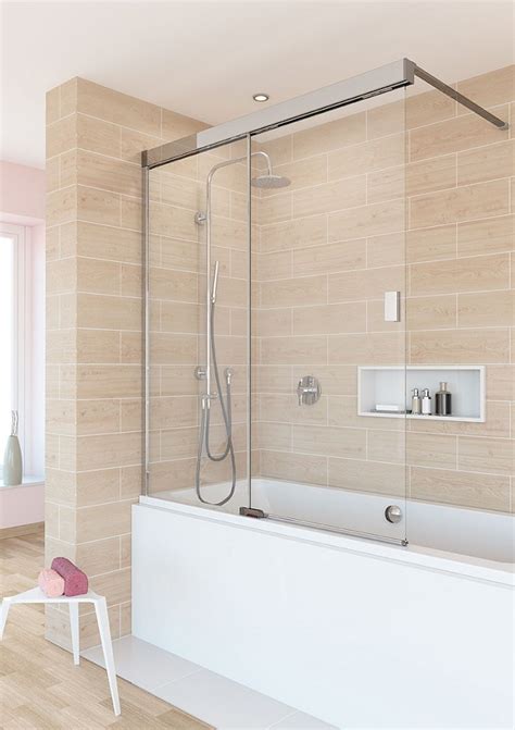 Badewannenaufsatz / duschabtrennung aus glas oder kunststoff als spritzwasserschutz für die badewanne günstig online kaufen. Schiebetür SLIDE auf Badewanne DSB2, Marke sanibel