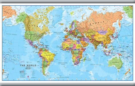 World Wall Map Political Poster Print Art Map Size And Finish Options Ebay