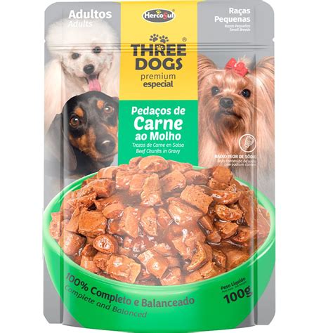 Ração Three Dogs Sachê Premium Especial Pedaços De Carne Ao Molho Cães