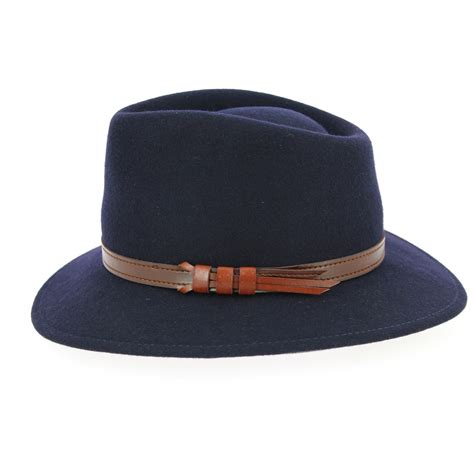 Fedora Jamer Hat Wool Felt Blue Navy Traclet Reference 6597