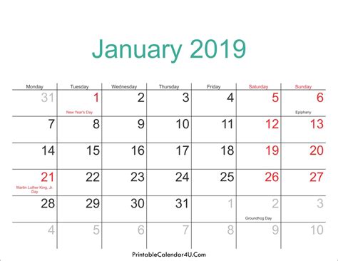 2019 Calendar Png Transparent Images Png All