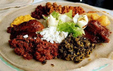 Ethiopian Traditional A Plate With The Different Food