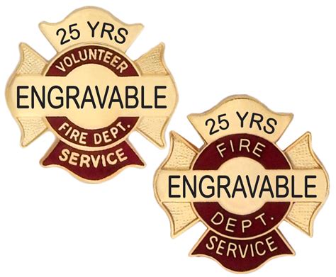Engraveable Collar Pins Fire Department Years Of Service
