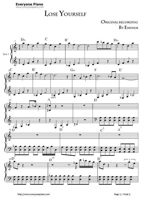 Sheet Music With The Words Lose Yourself Written On It