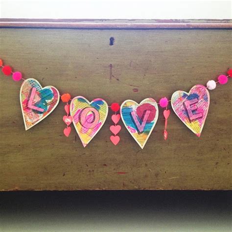 Diy Love Garland Valentines Craft Watercolored Hearts And Pom Poms