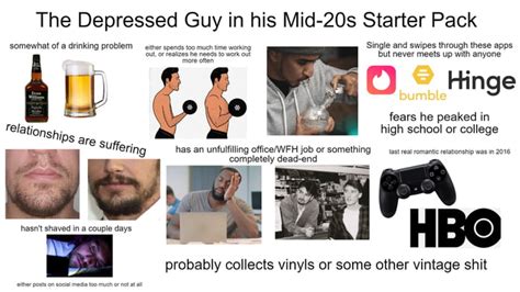 The Depressed Guy In His Mid 20s Starter Pack 9gag