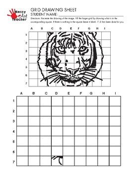 Tiger Grid Drawing Worksheet For Middle High Grades By MessyArtTeacher