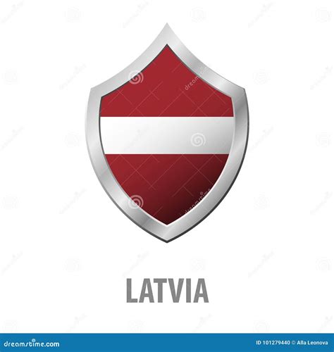 Latvia Flag On Metal Shiny Shield Illustration Stock Illustration