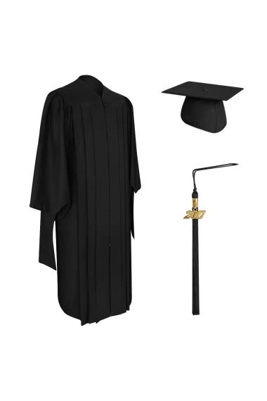 Black Masters Graduation Gown Cap And Tassel Set