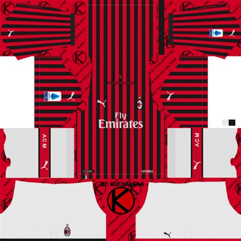 The color of the home kit is black and white. AC Milan 2019/2020 Kit - Dream League Soccer Kits - Kuchalana